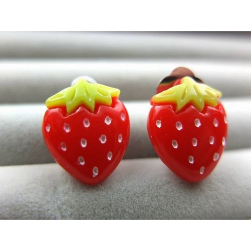 Erdbeeren-Ohrclips-gepolstert