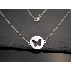 Edelstahl Halskette mit Schmetterling Motiv