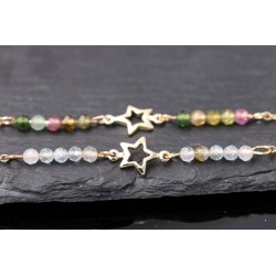 Armband mit Stern und glänzenden Naturstein-Perlen