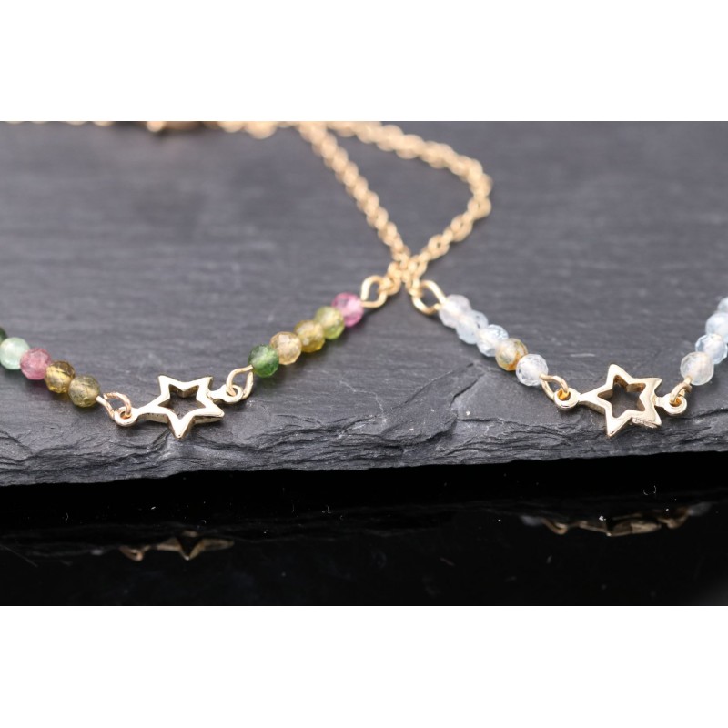 Armband mit Stern und glänzenden Naturstein-Perlen