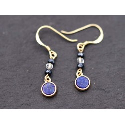 Ohrringe mit Perlen und Lapislazuli - gold blau
