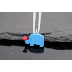 Halskette mit Elefant und Herz - silber blau