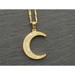 Halbmond Zirkonia Halskette gold oder silber Mond