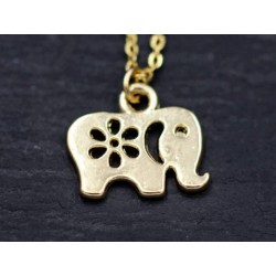 Halskette mit Elefant Anhänger - gold