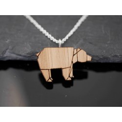 Halskette mit Echt Holz Anhänger - Bär