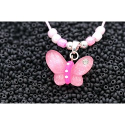 Kinderschmuck Schmetterling Halsband Anhänger Perlen Strass Magnetverschluss