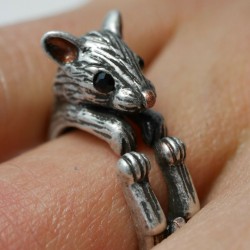 Motiv-Ring: Ratte Hamster Nagetier Grössenverstellbar Bronze oder. Antiksilber