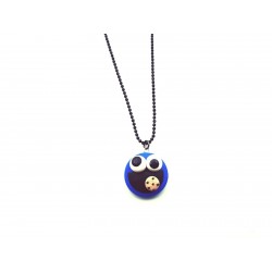 Halskette Krümelmonster Cookie Monster Fimo-Schmuck Anhänger - Schwarz/Blau
