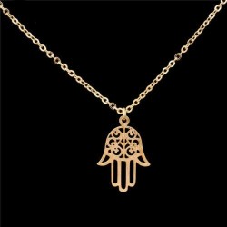Halskette mit Hamsa Hand-Glasperle-Glück-Schutzengel-Symbol-orientalisch-gold -silber