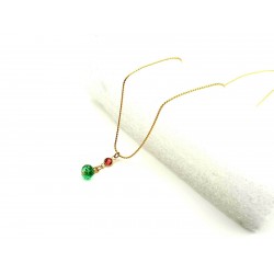 Strass Kristall feine Halsketten grün-gold-rot Zopfkette Zikonia 45cm Schmuck