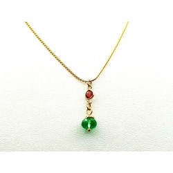 Strass Kristall feine Halsketten grün-gold-rot Zopfkette Zikonia 45cm Schmuck