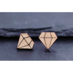 Holz Ohrstecker - Diamant