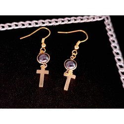 Ohrringe mit kleinem Kreuz - gold Christi Religion Kirche Glaube Schmuck