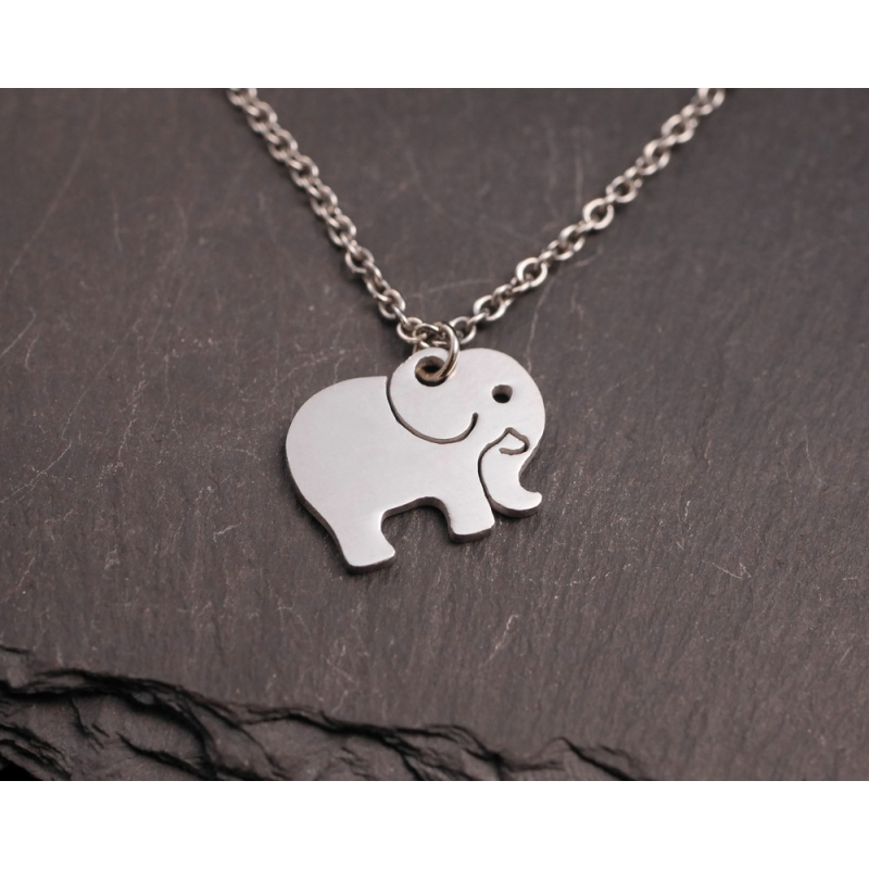 Geschenk für Mama Freundin Frau Mädchen Edelstahl Kette mit Elefant Anhänger Kettenanhänger Elefant Damen Halskette mit Anhänger aus Natur Stein